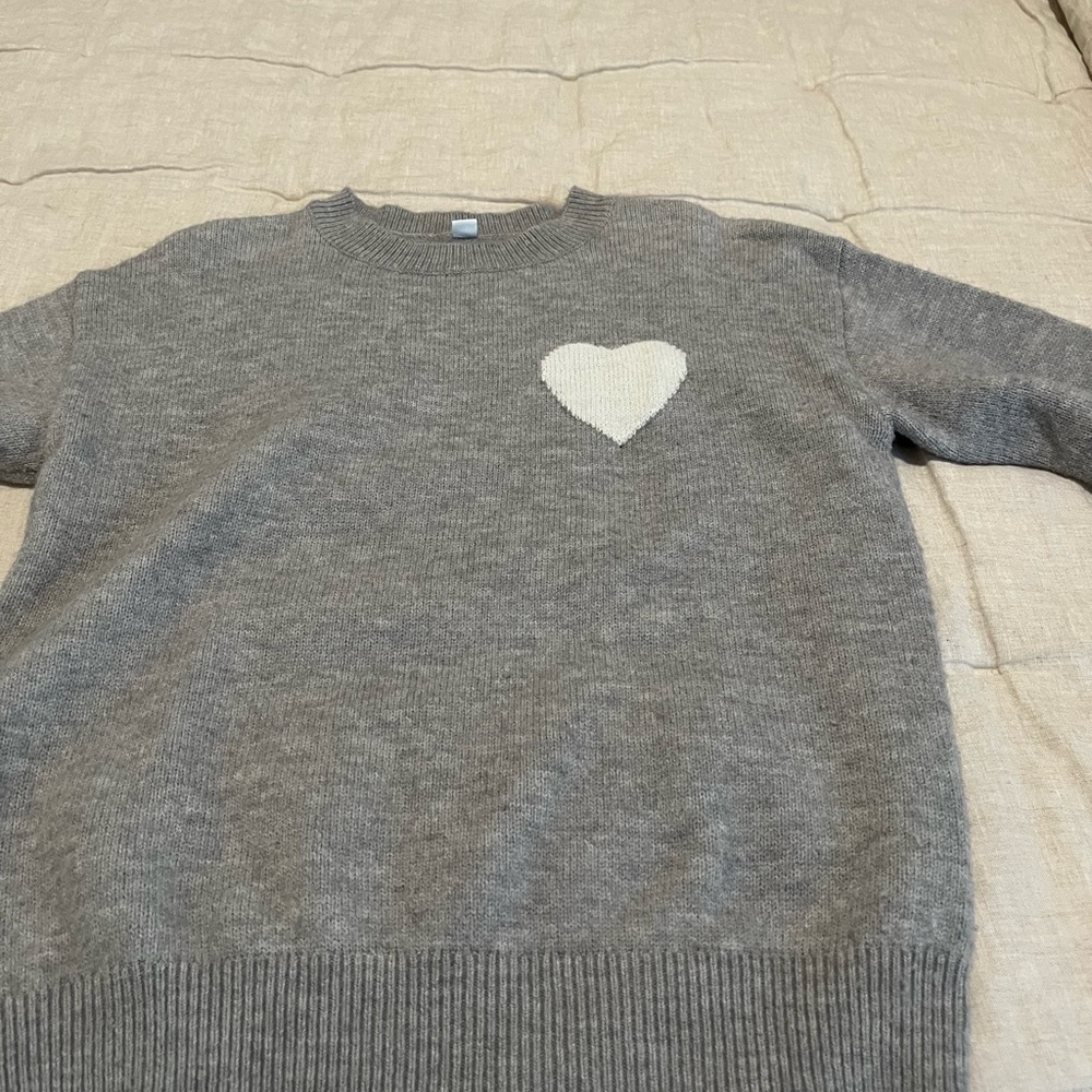 Gray Heart Sweater